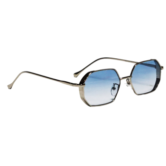 Unisex Shade Blue Glass & Silver Frame Sunglasses