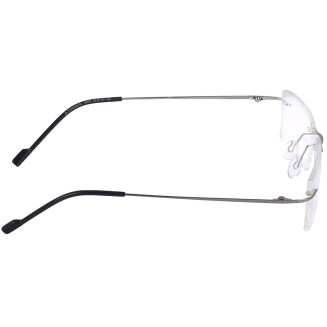 Rectangle Rim Less Silver Frame Eyeglasses