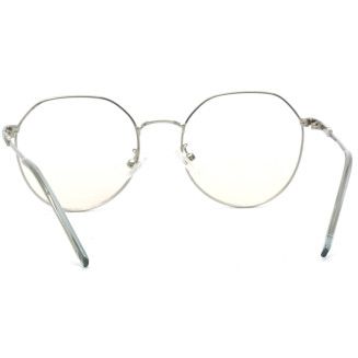 Hexagonal Silver Color Frame Eyeglasses