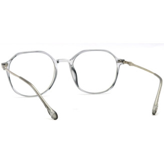 Hexagonal Transparent Silver Color Frame Eyeglasses
