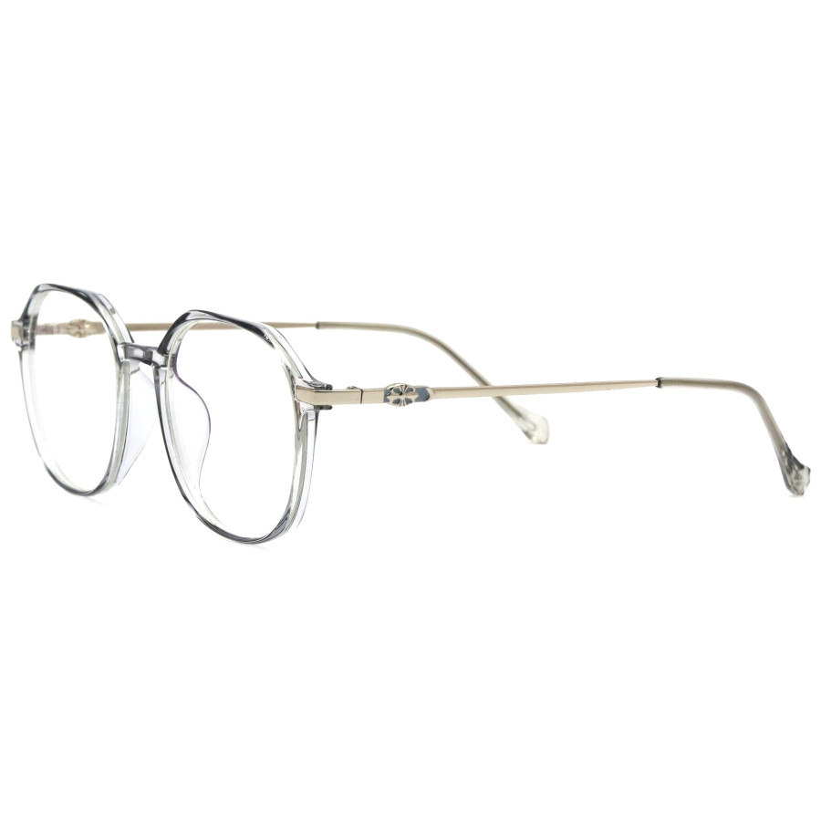 Hexagonal Transparent Silver Color Frame Eyeglasses
