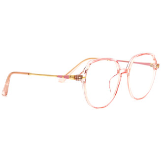 Hexagonal Transparent Pink Color Frame Eyeglasses