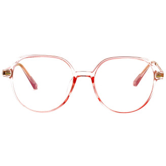Hexagonal Transparent Pink Color Frame Eyeglasses
