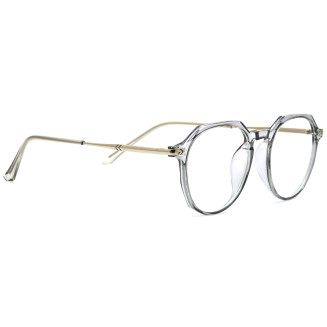 Hexagonal Silver Frame Eyeglasses