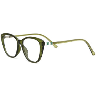 Women Cat Eye Green Color Frame Eyeglasses