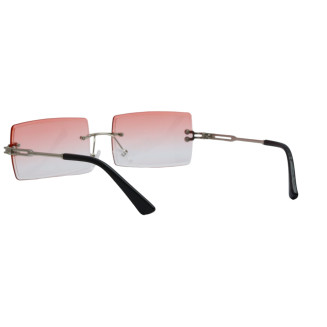 Rectangle Dual Color Glass Silver Frame Sunglasses