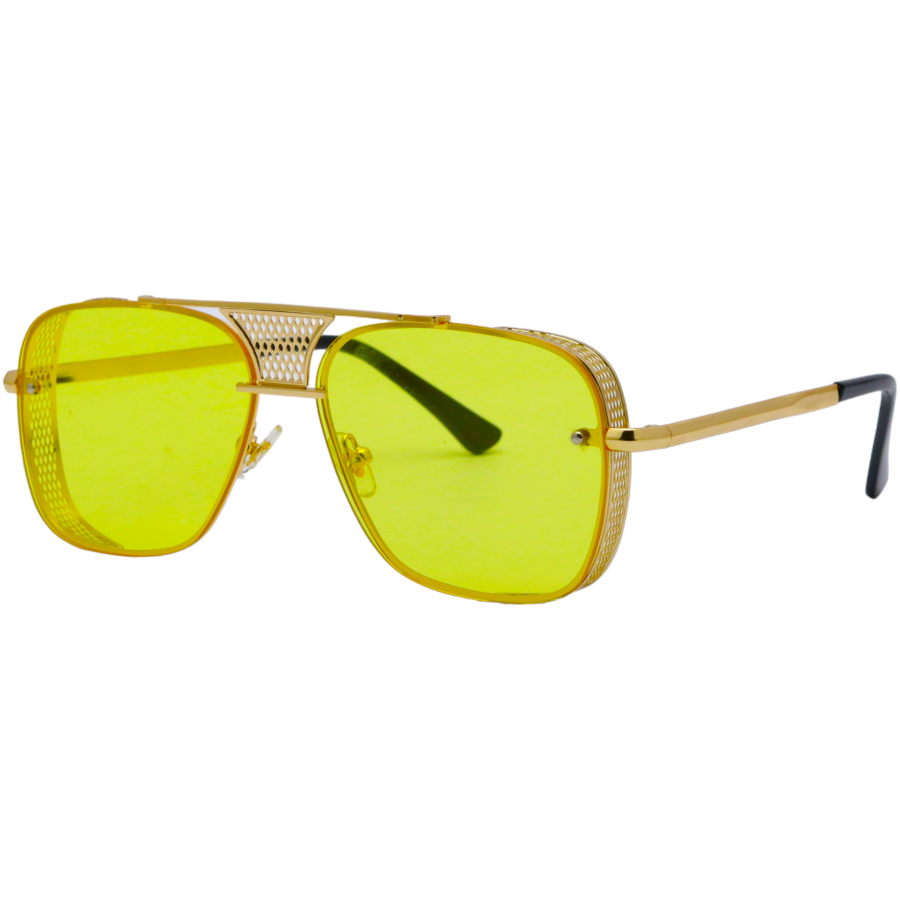 Aviator Yellow Glass Golden Frame Sunglasses