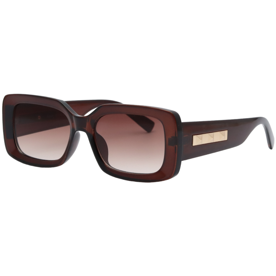 Rectangle Brown Glass Brown Frame Sunglasses