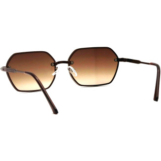 Hexagonal Brown Glass Black Frame Sunglasses