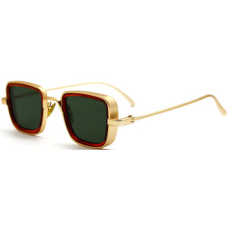 Rectangle Green Glass Dual Color Frame Sunglasses