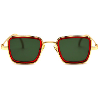 Rectangle Green Glass Dual Color Frame Sunglasses