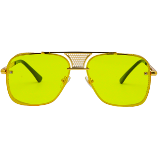 Aviator Yellow Glass Golden Frame Sunglasses